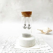 Load image into Gallery viewer, Silver Anchor Earrings in a Bottle.