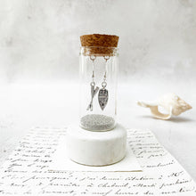 Load image into Gallery viewer, Silver Rowing Boat Oar Earrings in a Bottle.
