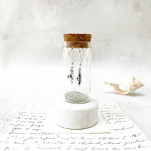 Load image into Gallery viewer, Silver Canoe Earrings in a Bottle.