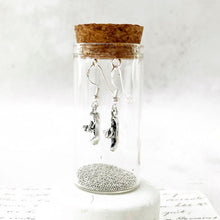 Load image into Gallery viewer, Silver Canoe Earrings in a Bottle.
