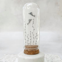 Load image into Gallery viewer, Original Coastal Sketches: Stainless Steel Mermaid Studs in a Glass Dome
