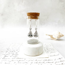 Load image into Gallery viewer, silver sailing boat earings presented in a glass jar