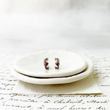 Load image into Gallery viewer, Original Coastal Sketches: Stainless Steel Seahorse Studs in a Glass Dome