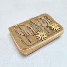 Load image into Gallery viewer, Abstract Sun Gold Oval Hoop Earrings in a Bottle - Zamsoe