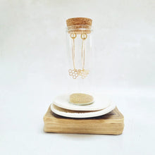 Load image into Gallery viewer, Gold Bee and Honeycomb Oval Hoop Earrings in a Bottle - Zamsoe