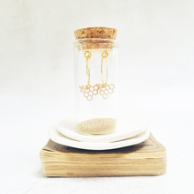 Load image into Gallery viewer, Gold Plated Bee and Honeycomb Hoop Earrings. - Zamsoe