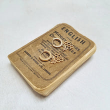 Load image into Gallery viewer, Bee and Honeycomb Gold Huggie Earrings in a bottle - Zamsoe