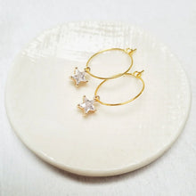 Load image into Gallery viewer, Gold Plated Crystal Star Hoop Earrings - Zamsoe