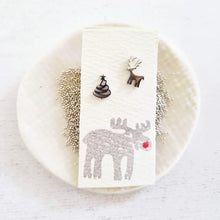 Load image into Gallery viewer, Cute Reindeer and Christmas Tree Stud Earrings - Zamsoe