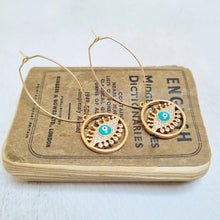 Load image into Gallery viewer, Gold Evil Eye Oval Hoop Earrings in a Bottle - Zamsoe
