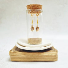 Load image into Gallery viewer, Gold-plated Pebble and Crystal French Hook Earrings in a Bottle - Zamsoe