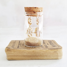 Load image into Gallery viewer, Crystal Hamsa Hand Petite Gold Earrings in a Bottle - 804 - Zamsoe