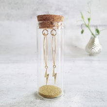 Load image into Gallery viewer, Gold Lightening Bolt Oval Hoop Earrings in a Bottle - Zamsoe