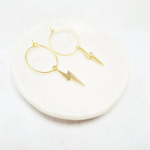 Load image into Gallery viewer, Gold Plated Lightning Hoop Earrings. - Zamsoe
