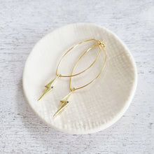 Load image into Gallery viewer, Gold Lightening Bolt Oval Hoop Earrings in a Bottle - Zamsoe