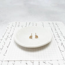 Load image into Gallery viewer, Gold Paw Print Stud Earrings With a Hand-Drawn Illustration in a Glass Dom