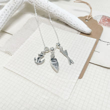Load image into Gallery viewer, The Coastal Rower: Rowing Boat and Oars Charm Necklace