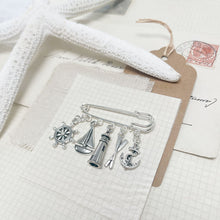 Load image into Gallery viewer, The Mariner: Sailing Boat and Lighthouse Charm Kilt Pin