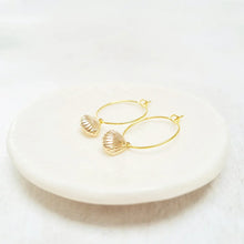 Load image into Gallery viewer, Gold Plated Seashell Hoop Earrings. - Zamsoe