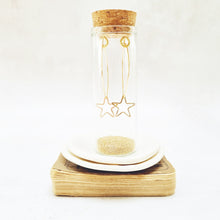 Load image into Gallery viewer, Gold Petite Star Oval Hoop Earrings in a Bottle - Zamsoe