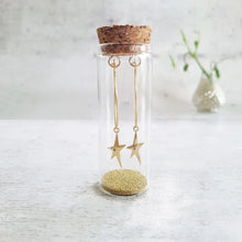 Load image into Gallery viewer, Gold Star with Crystal Oval Hoop Earrings in a Bottle - Zamsoe