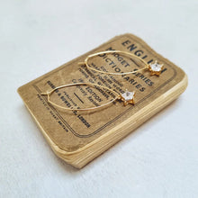 Load image into Gallery viewer, Gold Crystal Star Oval Hoop Earrings in a Bottle - Zamsoe
