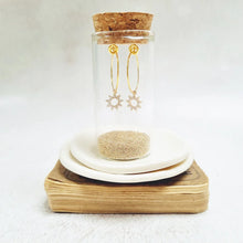 Load image into Gallery viewer, Gold Plated Crystal Sun Hoop Earrings. - Zamsoe