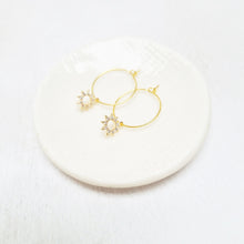 Load image into Gallery viewer, Gold Plated Crystal Sun Hoop Earrings. - Zamsoe