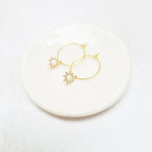 Load image into Gallery viewer, Gold Plated Crystal Sun Hoop Earrings. - Zamsoe