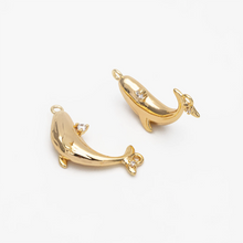 Load image into Gallery viewer, Gold Whale and Crystal Necklace - Zamsoe