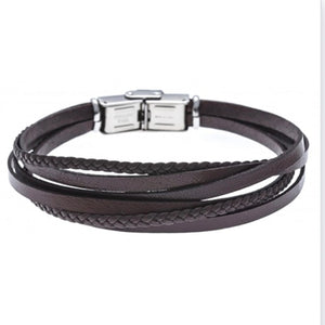 Men’s Italian Leather Multi-Strand Bracelet Brown