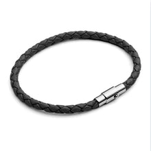 Load image into Gallery viewer, Plaited Leather Bracelet for Men Black

