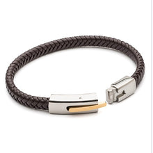 Load image into Gallery viewer, Men’s Plaited Leather Bracelet with gold ion plating - Zamsoe