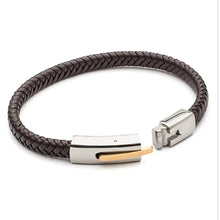 Load image into Gallery viewer, Men’s Plaited Leather Bracelet with gold ion plating - Zamsoe