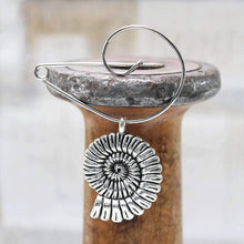 Load image into Gallery viewer, Silver Swirl Brooch with Ammonite Pendant - Zamsoe