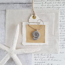 Load image into Gallery viewer, Silver Swirl Brooch with Ammonite Pendant - Zamsoe