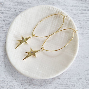 Star Gold with Crystal Earrings in a Bottle