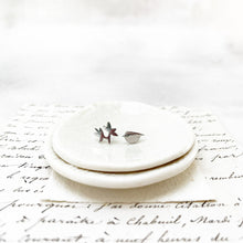 Load image into Gallery viewer, Original Meadow Sketches: Stainless Steel Bird &amp; Twig Studs in a Glass Dome
