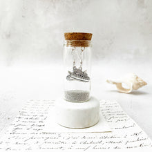 Load image into Gallery viewer, Silver Cruise Ship Earrings in a Bottle.
