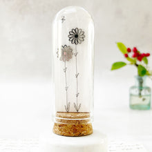 Load image into Gallery viewer, Original Meadow Sketches: Stainless Steel Flower Studs&nbsp; in a Glass Dome
