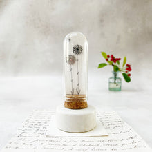 Load image into Gallery viewer, Original Meadow Sketches: Stainless Steel Flower Studs&nbsp; in a Glass Dome 1
