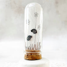Load image into Gallery viewer, Original Meadow Sketches: Stainless Steel Hedgehog Studs in a Glass Dome
