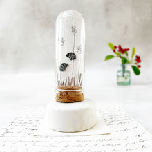 Load image into Gallery viewer, Original Meadow Sketches: Stainless Steel Hedgehog Studs in a Glass Dome
