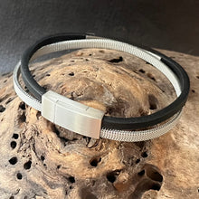 Load image into Gallery viewer, Double Banded Steel And Leather Bracelet for Men
