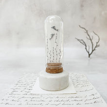 Load image into Gallery viewer, Original Coastal Sketches: Stainless Steel Mermaid Studs in a Glass Dome
