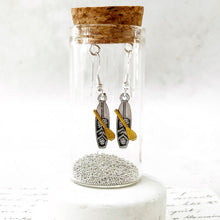 Load image into Gallery viewer, Silver &amp; Gold Paddle Board Earrings in a Bottle
