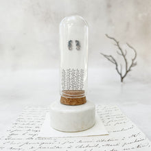 Load image into Gallery viewer, Original Coastal Sketches: Stainless Steel Seahorse Studs  in a Glass Dome

