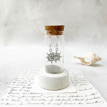 Load image into Gallery viewer, Silver Ship’s Wheel Earrings in a Bottle
