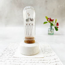 Load image into Gallery viewer, Original Meadow Sketches: Stainless Steel Snail Studs in a glass dome
