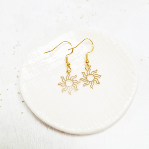 Gold Sun with Crystal Fish Hook Earrings in a Bottle